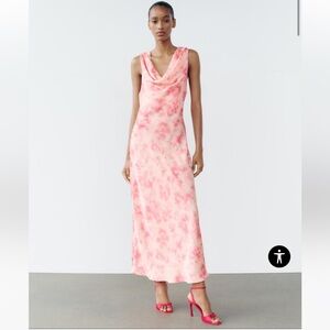 Zara Tie Dye Print Satin Effect Dress